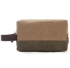 img 3 attached to 🧳 Khaki-2 S-ZONE Canvas Travel Toiletry Bag Shaving Dopp Kit Cosmetic Makeup Bag