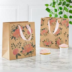 img 3 attached to 🌸 24-Piece Floral Gift Bags with Handles - Ideal for Party Favors, Weddings, Birthdays, Baby Showers | Size: 9 x 8 Inches