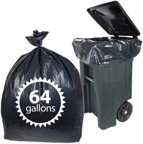 img 1 attached to 🗑️ Primode Toter 64 Gallon Trash Bags - 50 Count Heavy Duty Black Garbage Bags for Indoor/Outdoor Use - 50x60 - Made in the USA