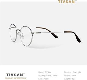 img 3 attached to 👓 Снижайте усталость глаз с помощью стильных игровых очков от TIVSAN для женщин/мужчин: тонкая ретро-круглая металлическая оправа (анти-усталость глаз, защита от УФ-лучей) – серебристые