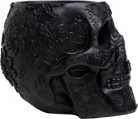 img 1 attached to 🎃 Strikingly Spooky Skull Makeup Brush and Pen Holder - Extra Large Halloween Edition by The Wine Savant (Black)