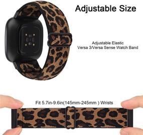 img 3 attached to 🐆 Обновите свой Fitbit Versa 3/Sense с помощью нашего регулируемого эластичного ремешка для часов - коричневый леопардовый нейлоновый ремешок для женщин и мужчин.