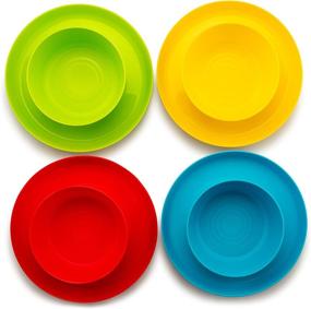 img 1 attached to Plaskidy Plastic Plates and Bowls for Kids