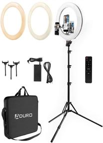 img 4 attached to 💡 Aduro U-Stream Ring Light Tripod Stand [Executive 18"]: Perfect Beauty Ring Light for Live Streaming, Makeup Tutorials, and YouTube Videos - Includes 3 Phone Holders and Extendable Phone Tripod Stand