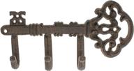 🔑 comfify decorative wall mounted skeleton key holder - vintage 3 hooks, rustic cast iron 7.9 x 4.1” - with screws and anchors логотип