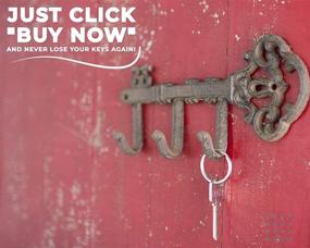 img 1 attached to 🔑 Comfify Decorative Wall Mounted Skeleton Key Holder - Vintage 3 Hooks, Rustic Cast Iron 7.9 x 4.1” - with Screws and Anchors