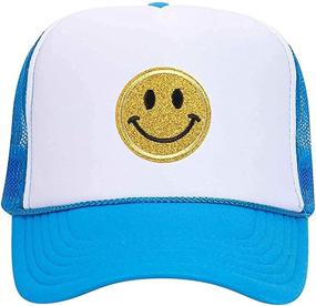 img 4 attached to 😎 Eye-Catching Lin Su Smiley Face Sequins Trucker Hat for Unisex Style!