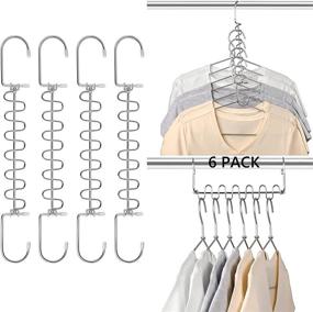 img 4 attached to 👚 Yahluer 6 Pack Metal Magic Hangers – 12 Slot Smart Organizer for Pants, Trousers, Jeans, Skirts, Tank Tops, Camis, Bras, Pajamas, Strappy Dresses, and Bathing Suits – Space-Saving Closet Wardrobe Accessory