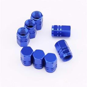 img 1 attached to AIEX 8 Packs Aluminum Tire Valve Stem Caps With Gasket Universal Hexagon Valve Covers Replacement For Cars Tires & Wheels