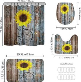 img 1 attached to BIUSTAR Rustic Sunflower Shower Curtains Sets: Complete Bathroom Collection with Non-Slip Rugs, Toilet Lid Cover, and Bath Mat