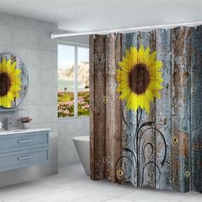 img 3 attached to BIUSTAR Rustic Sunflower Shower Curtains Sets: Complete Bathroom Collection with Non-Slip Rugs, Toilet Lid Cover, and Bath Mat