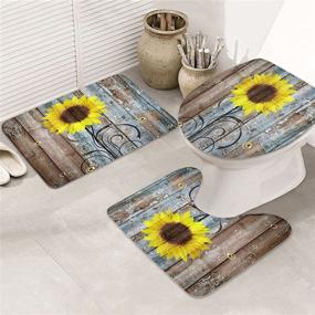 img 2 attached to BIUSTAR Rustic Sunflower Shower Curtains Sets: Complete Bathroom Collection with Non-Slip Rugs, Toilet Lid Cover, and Bath Mat