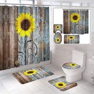 biustar rustic sunflower shower curtains sets: complete bathroom collection with non-slip rugs, toilet lid cover, and bath mat logo