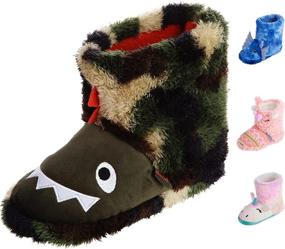 img 4 attached to Premium Kids Boot Slippers with Cute Animal Design - Warm, Soft, Lightweight, Washable - Non-Slip Rubber Sole