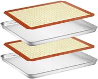 🍪 wildone baking sheet with silicone mat set - non toxic, heavy duty, easy clean - 2 sheets + 2 mats, stainless steel cookie sheet baking pan 16x12x1 inch logo