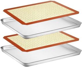 img 4 attached to 🍪 Wildone Baking Sheet with Silicone Mat Set - Non Toxic, Heavy Duty, Easy Clean - 2 Sheets + 2 Mats, Stainless Steel Cookie Sheet Baking Pan 16x12x1 inch