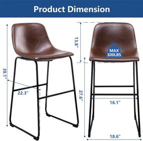 img 1 attached to 🪑 Set of 2 Rfiver Faux Leather Bar Stools with Back and Footrest - Industrial Pub Barstools, Modern Armless Bar Height Stool Chairs