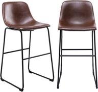 🪑 set of 2 rfiver faux leather bar stools with back and footrest - industrial pub barstools, modern armless bar height stool chairs logo