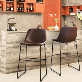 img 3 attached to 🪑 Set of 2 Rfiver Faux Leather Bar Stools with Back and Footrest - Industrial Pub Barstools, Modern Armless Bar Height Stool Chairs