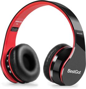 img 3 attached to 🎧 BestGot BT6002 Bluetooth наушники для детей - Беспроводные наушники для детей и взрослых, Складные наушники для ПК/Телефонов/Планшетов/Телевизоров - 18 часов воспроизведения (Черные/Красные)