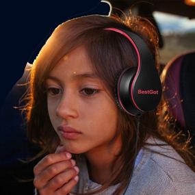 img 1 attached to 🎧 BestGot BT6002 Bluetooth наушники для детей - Беспроводные наушники для детей и взрослых, Складные наушники для ПК/Телефонов/Планшетов/Телевизоров - 18 часов воспроизведения (Черные/Красные)