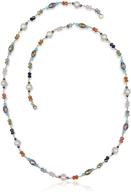 📿 mgr cultured fresh water pearl and multi color crystal wire wrapping beaded chain long station necklace, approximately 38 inches long logo