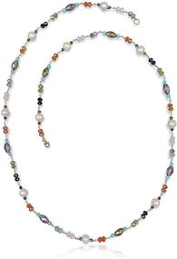 img 4 attached to 📿 MGR Cultured Fresh Water Pearl and Multi Color Crystal Wire Wrapping Beaded Chain Long Station Necklace, Approximately 38 Inches Long