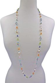 img 3 attached to 📿 MGR Cultured Fresh Water Pearl and Multi Color Crystal Wire Wrapping Beaded Chain Long Station Necklace, Approximately 38 Inches Long