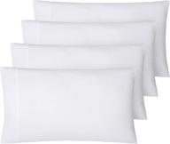 🛏️ ki&ka home 4 pack embroidered pillowcases, wrinkle resistant 1500tc stitch queen size pillowcase set, 120gsm, standard closure, 20x30 inches, white logo