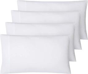 img 4 attached to 🛏️ KI&KA HOME 4 Pack Embroidered Pillowcases, Wrinkle Resistant 1500TC Stitch Queen Size Pillowcase Set, 120GSM, Standard Closure, 20x30 inches, White