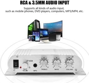 img 1 attached to 🔊 Серебряный Hi-Fi усилитель звука 2.1CH, 2x15W + 20W HiFi стерео сабвуфер, домашний цифровой усилитель баса для автомобиля MP3 MP4 PC динамик