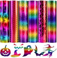 🌈 holographic rainbow adhesive vinyl roll - 6 sheets of 12x10 metallic glitter craft vinyl for cricut, silhouette, decals, and diy halloween crafts logo