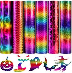 img 4 attached to 🌈 Holographic Rainbow Adhesive Vinyl Roll - 6 Sheets of 12x10 Metallic Glitter Craft Vinyl for Cricut, Silhouette, Decals, and DIY Halloween Crafts