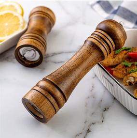 img 2 attached to 🌶️ 10-inch Wood Pepper Grinder with Adjustable Ceramic Rotor and Easy Refill