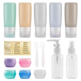 img 4 attached to 💼 Beveetio Travel Bottles TSA Approved 15 Pack - Leakproof Silicone Refillable Toiletry Containers for Cosmetics, Shampoo, Conditioner, and More - BPA Free Travel Tubes for Easy Traveling