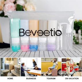img 3 attached to 💼 Beveetio Travel Bottles TSA Approved 15 Pack - Leakproof Silicone Refillable Toiletry Containers for Cosmetics, Shampoo, Conditioner, and More - BPA Free Travel Tubes for Easy Traveling