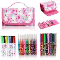🎨 kids washable markers with holder - superstyle arts and crafts paint set for classroom decorations and supplies - colorful markers pencil case for girls - perfect gift for kids - inspiration art case color set (pink) logo
