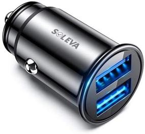 img 4 attached to ⚡️ SOLEVA Fast Dual USB Car Charger, 24W 4.8A All Metal Zinc Alloy Flush Fit Mini Adapter with Blue LED for iPhone 12/12 Pro/12 Pro Max/11 Pro Max/11 Pro/XS/XR, Samsung Note/S Series - Black