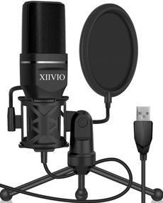 img 4 attached to 🎙️ XIIVIO USB микрофон: Идеально подходит для игр на ПК, озвучивания, стриминга в Twitch, подкастинга – Включает стойку-треногу и антиветр для настольного/ноутбукового компьютера.