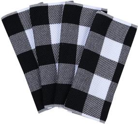 img 3 attached to 🧺 Homaxy 100% Cotton Waffle Check Plaid Kitchen Towels, 13x28 Inches, Soft & Absorbent Dish Towels - 4-Pack