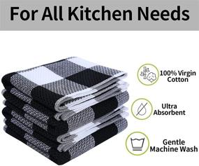 img 2 attached to 🧺 Homaxy 100% Cotton Waffle Check Plaid Kitchen Towels, 13x28 Inches, Soft & Absorbent Dish Towels - 4-Pack