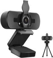 📸 high-quality 2k webcam with microphone and privacy cover tripod - ideal for zoom, youtube, skype, video calls, conferences, and online classes - compatible with windows and mac os - plug and play logo