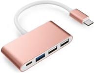 💻 usb c хаб с 3 портами usb, портом для зарядки pd - 4-в-1 адаптер для ноутбуков macbook/pro/air, ноутбуков windows с поддержкой type c логотип