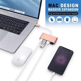 img 1 attached to 💻 USB C хаб с 3 портами USB, портом для зарядки PD - 4-в-1 адаптер для ноутбуков MacBook/Pro/Air, ноутбуков Windows с поддержкой Type C