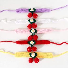 img 1 attached to Cute Hand Knitted Cat Collar with Cherry 🐱 Bandana Costume - Perfect Accessory for Small Dogs and Cats!