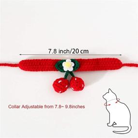 img 2 attached to Cute Hand Knitted Cat Collar with Cherry 🐱 Bandana Costume - Perfect Accessory for Small Dogs and Cats!