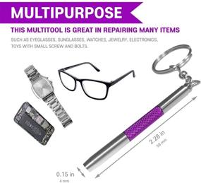 img 1 attached to 🔧 PURPLE Eyeglass Repair Screwdriver Kit Keychain-2PCS: 3-in-1 Mini Precision Screwdriver for Eyeglasses, Sunglasses, Watches, Jewelry, Electronics, Toys