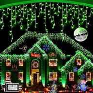 🎄 66ft outdoor christmas lights decorations, 640 led 8 modes curtain fairy lights with 120 drops, plug in waterproof timer memory function for christmas holiday wedding party decorations (green) логотип