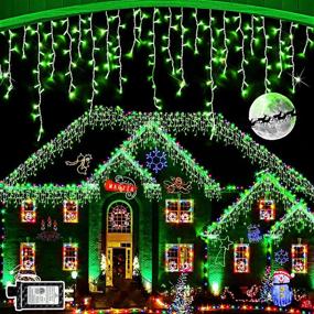 img 4 attached to 🎄 66ft Outdoor Christmas Lights Decorations, 640 LED 8 Modes Curtain Fairy Lights with 120 Drops, Plug in Waterproof Timer Memory Function for Christmas Holiday Wedding Party Decorations (Green)