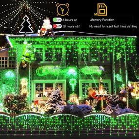 img 3 attached to 🎄 66ft Outdoor Christmas Lights Decorations, 640 LED 8 Modes Curtain Fairy Lights with 120 Drops, Plug in Waterproof Timer Memory Function for Christmas Holiday Wedding Party Decorations (Green)